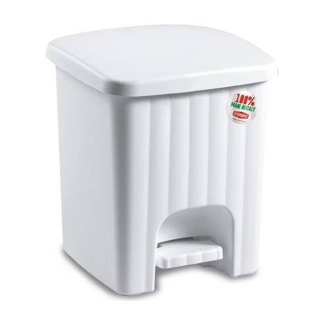 1PZ PATTUMIERA QUADRA PEDALINA Lt. 4,5 - cm. 21x21x24 h col. Bianco (1/2)