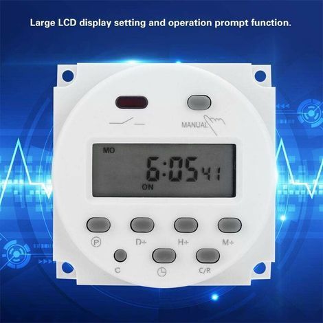 12V Mini LCD Numérique LCD Puissance Programmateur Hebdomadaire Commutateur de Relais Minuterie Numérique Commande de Minuterie de Puissance avec couvercle étanche Blanc,de (1/3)