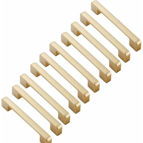 Lot de 10 poignées de meuble 128mm en alliage de zinc – Finition dorée – Installation facile – Pour placards et armoires - 10pcs (1/5)