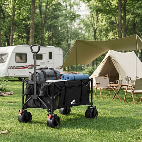 WOLTU Faltbarer Bollerwagen, Handwagen mit abnehmbaren Rädern verstellbarem Griff Staubschutzhülle, Klappbollerwagen 150 L Fassungsvermögen, 100 kg Tragfähigkeit, für Camping Strand Garten, Schwarz