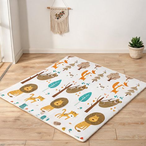 Tapis de sol éducatif 196 x 176 cm avec motifs animaux double (1/5)