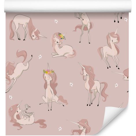 Papel pintado de unicornios adorables para salón y dormitorio, 50x1000 cm. (1/5)