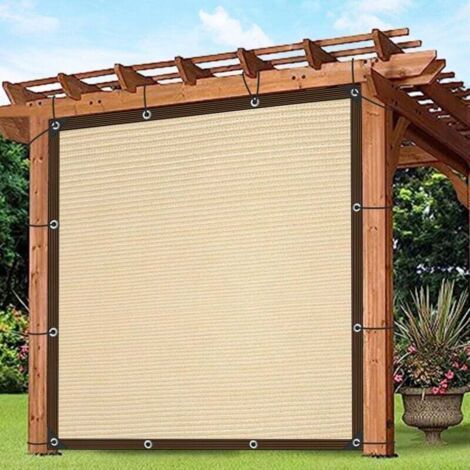 Voile d'ombrage rectangulaire avec œillets 2 x 3 m, respirante, protection solaire, pour serre, terrasse, jardin, clôture, beige (1/4)