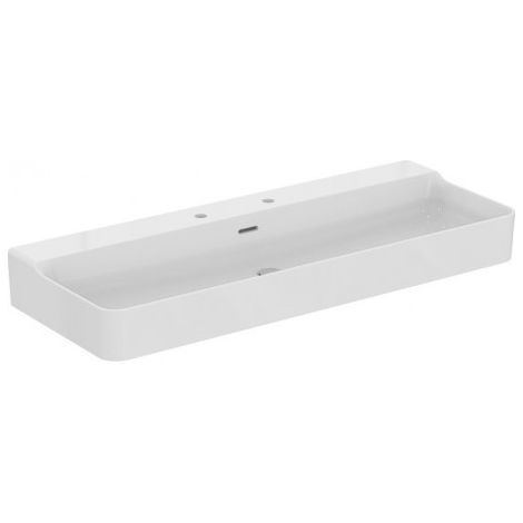 Vasque de salle de bain IS Conca, 2 hl, avec vidange, 1200x450x165 mm, polie, blanche avec IP