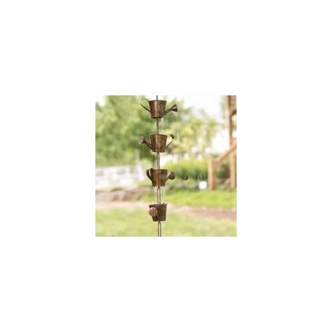 Chaîne de pluie en métal 47 pouces – Cuivre flammé résistant à la rouille – Décoration de jardin avec cloches apaisantes