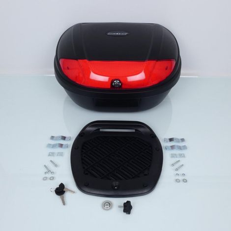 Top case Biketek Top Box 52L noir et rouge avec platine pour moto (1/5)