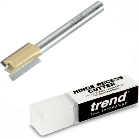 Trend BR04X1/4TC 12mm 1/4"" TCT Straight Hinge Recess 2 Flute Router Cutter (1/4)