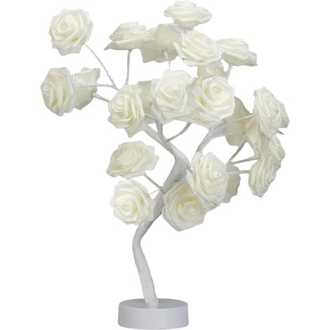 LED Lichterkette Baumlicht 24 Blumen Lichter Tischlampe USB Kabel Lichter Äste 45cm Weiß