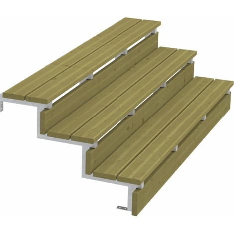 Plus Außentreppe Kiefer/Feuerverzinkt 3 Stufen 180 cm breit Außentreppe (1/3)