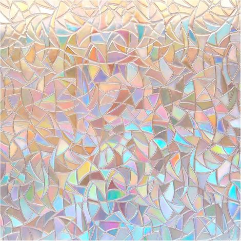 Film de vitrage irisé 3D sans colle : protection visuelle déco pour fenêtre, verre adhésif statique arc-en-ciel, taille 44,5 x 200 cm, pose facile. (1/5)