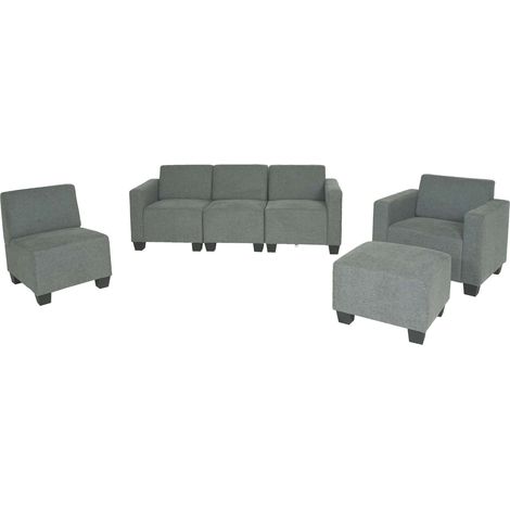 Modular Sofa-System Ensemble de canapés Lyon 3-1-1-1, tissu/textile, gris (1/5)