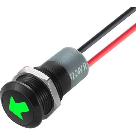 12-24v 12mm DC Voyant Led En Metal,Led Indicateur Panneau,Temoin Lumineux 12v, Pour Van,Bateau Et Autres Vehicules Universel(vert) (1/5)