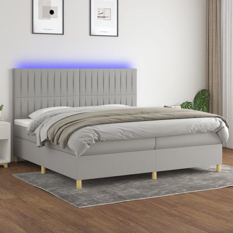 vidaXL Sommier à lattes de lit matelas et LED Gris clair 200x200 cm (1/5)