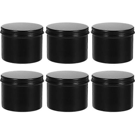 Lot de 6 boîtes en aluminium rechargeables pour thé, bougies et autres préparations à faire soi-même.-6.5X6.5X5CM-Black (1/3)