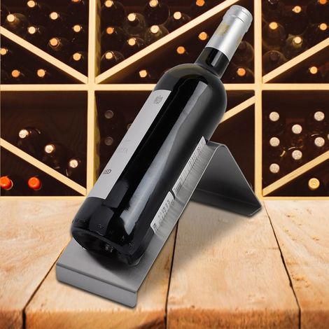 Présentoir porte-bouteilles de vin individuel en acier inoxydable (1/5)