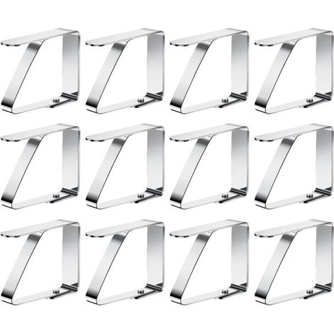 12 pièces Pinces à Nappe Acier Inoxydable, Anti-Glissant, Pinces Nappe de Table Exterieur pour 0-3 cm Table de Jardin, Table (1/4)