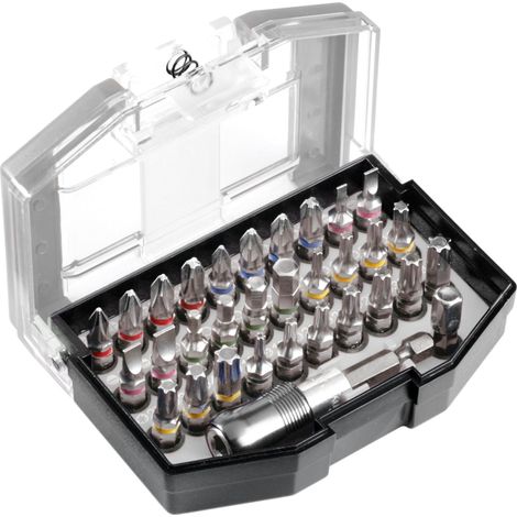 kwb Most Wanted Bit-Box '32-tlg inkl. Bits, Schnellwechsel-Bithalter mit Magnet in stabiler Kunststoff-Box mit Gürtelclip (1/5)