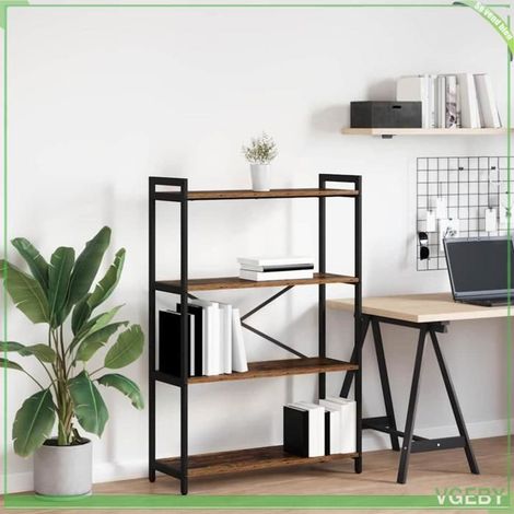 Bibliothèque - ABI - Bois ancien - 80 x 30 x 118 cm - Pieds réglables - Design industriel (1/5)