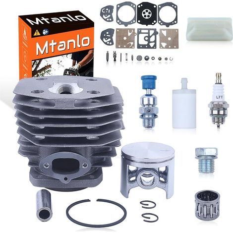 Réparation de carburateurs à piston cylindrique Kt pour Husqvarna 254 154 XP 254XP pièce de tronçonneuse de 45 mm, kit de piston de cylindre, bougie, valve de décompression, filtre à carburant, bande (1/5)