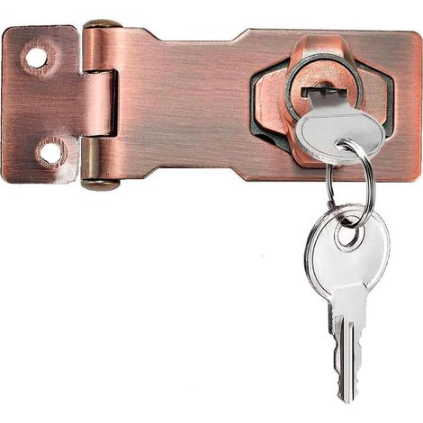 Serrure de porte avec clé, pêne dormant rotatif à 90°, loquet pour abri, armoire, verrouillable, bronze rouge 3 pouces