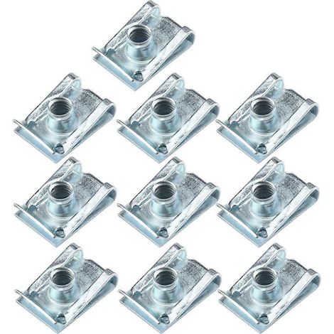 10 clips en U M5 pour carénage de moto, fixations en acier au manganèse avec écrou en U (argenté)-2.2X1.5cm-Silver (1/3)