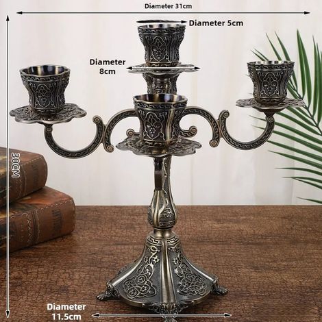 Bougeoir vintage en métal noir à 5 têtes, style nordique élégant, bougeoir décoratif