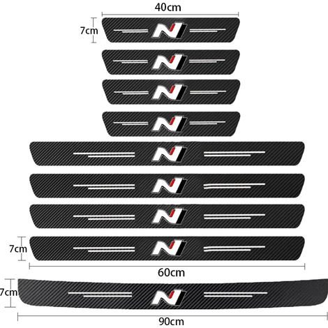 (9 pièces pour N) Autocollants de protection anti-rayures en fibre de carbone pour seuils de porte de voiture Hyundai N LINE i20 i30 Accent Tucson Elantra (1/3)