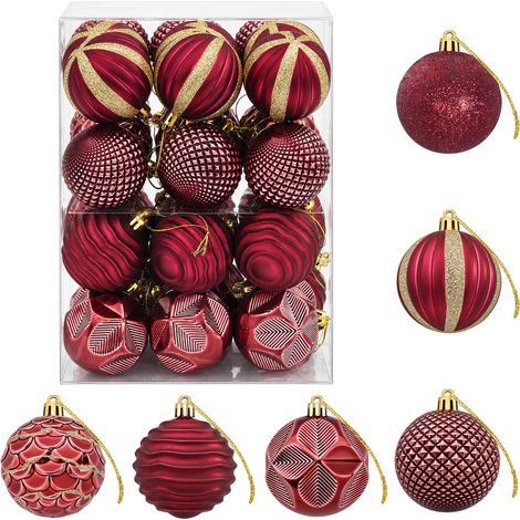 vidaXL Set di Palline di Natale 36 pz Rosso Vino 6 cm Polistirolo (1/5)