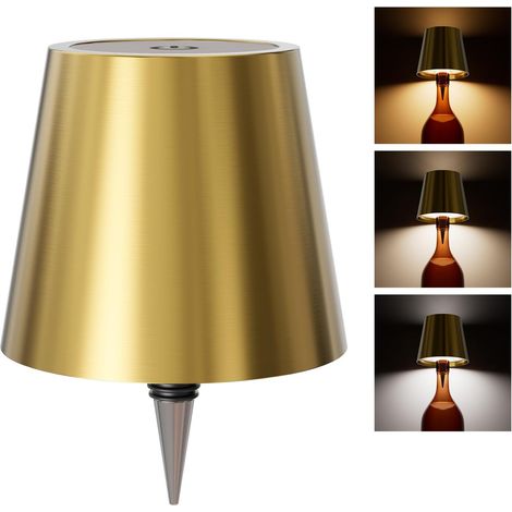 Lampe bouteille sans fil, lampes sans fil rechargeables, contrôle tactile, gradation progressive en trois températures de couleur, kit d'abat-jour en forme de bouteille pour bar, restaurant [Classe én