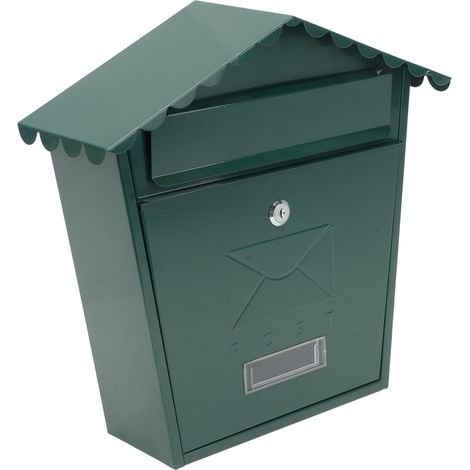 Buzón Acero Galvanizado 37x36x13,5cm Verde Tejado Serie Olena (1/3)