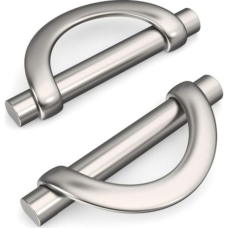 Poignée de meuble de cuisine argentée, 2 pièces, avec vis, en alliage de zinc, idéale pour les bureaux et les tiroirs, espacement des trous : 96 mm (1/5)