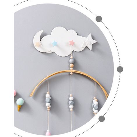 Wolkenförmiger Schlüsselhalter zur Wandmontage, starker Kleber, niedliche Form, hinterlässt keine Rückstände, Haken für Schlafzimmer und Zuhause, Sternenwolkenhaken (1/5)