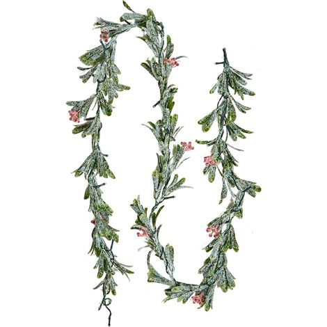 Guirlande de Noël réaliste, 2011 mm, feuillage persistant avec vignes, feuilles d'olivier et baies, décorée de guirlandes lumineuses pour intérieur/extérieur, cheminée ou manteau. (1/5)
