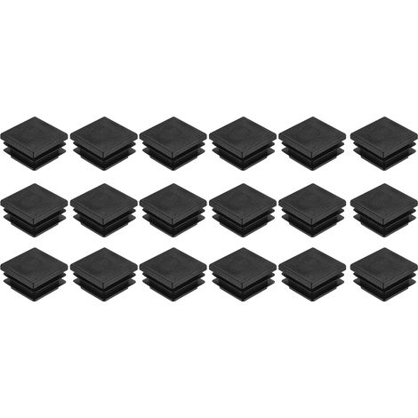 12 Pièces Bouchons Carrés en Plastique, 32mm x 32mm x 18mm Hauteur pour 25-30mm Tuyau Pied de Chaise Bouchons Embouts Carrés d'extrémité de Protection en PE pour Tables, Noir (1/5)