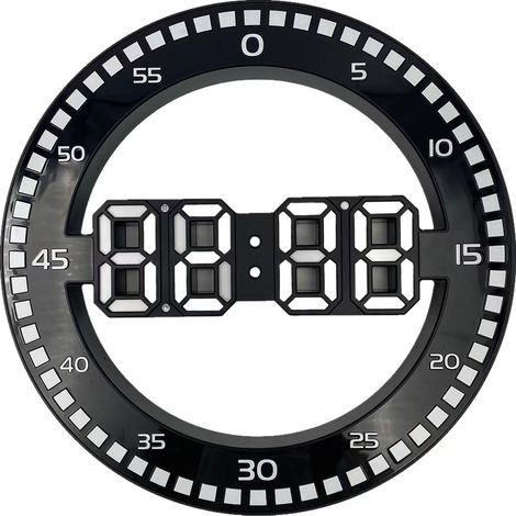 Horloge de bureau numérique LED silencieuse, horloge murale électronique - horloge de bureau circulaire avec indicateur 24 heures, éclairage à induct (1/5)