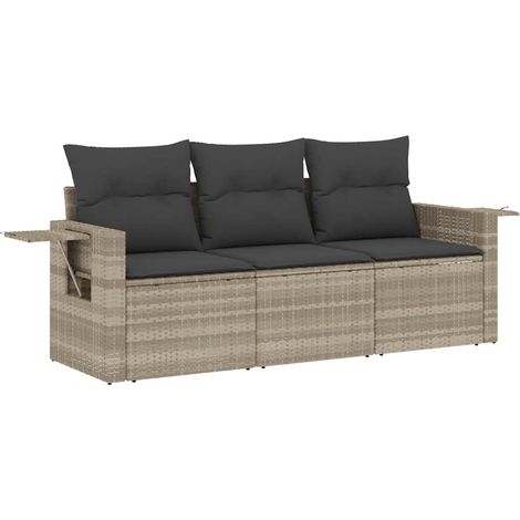 Maison Exclusive - Set de sofá de jardín 3 pzas y cojines ratán s