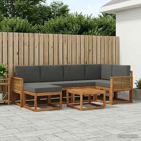 vidaXL Outdoor-Sofagarnitur mit Kissen 7 pcs Natur und Anthrazit (1/5)