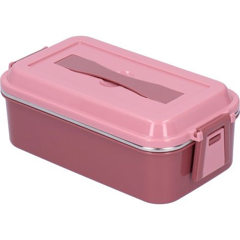 Rechteckige, isolierte und tragbare Lunchbox (700 ml) aus Edelstahl 304 mit Griff und einem Fach
