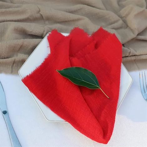 Lot de 4 serviettes de table en lin - Serviettes en tissu rustiques réutilisables en lin, serviettes décoratives pour la table, serviettes en tissu coton-lin pour la décoration de mariage et de (1/5)