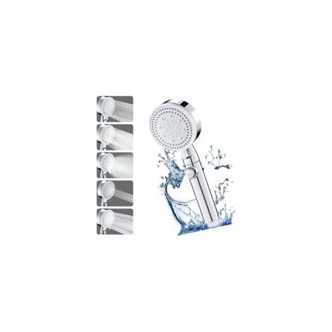 Soffione doccia ad alta pressione a risparmio idrico con 5 tipi di getto per bagno e spa, soffione anticalcare, soffione massaggiante ad alta pressione (argento) - Crezuo