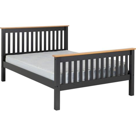 Monaco 5 Feet Bed High Foot End - L213 x W163 x H102.5 cm - Grey/Oak Effect (1/5)