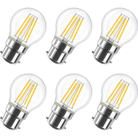 6er-Pack – 6W B22 G45 Filament LED – 2700K Warmweiß – 806 lm – Vintage – Nicht dimmbar