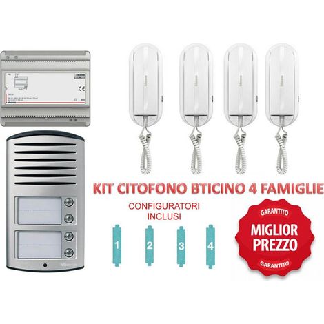kit citofono Bticino 4 Famiglie 2 fili SPRINT cornette 344232 completo quadrifamiliare (1/2)