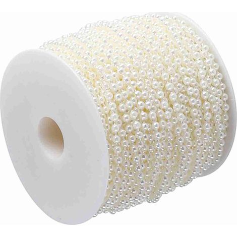 Rouleau de 40 m de perles artificielles de 4 mm pour la décoration de rideaux, rideaux et autres ornements (beige) - Idéal pour mariages, festivals et fêtes. (1/5)