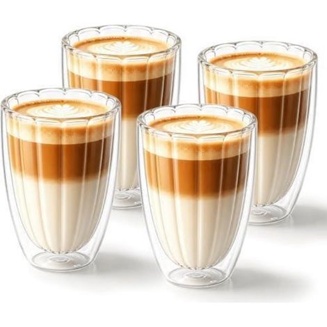 Verres double paroi 350ml lot de 4 pour Latte Macchiato & Cappuccino