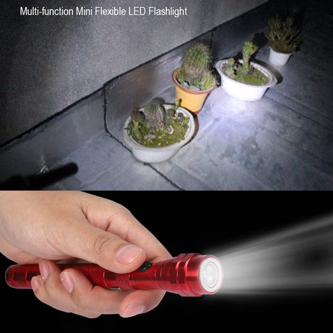 Multifunktionale, flexible LED-Teleskop-Taschenlampe, drehbare magnetische Taschenlampe mit roter Spitze, wiederaufladbare Mini-Notleuchte (1/5)
