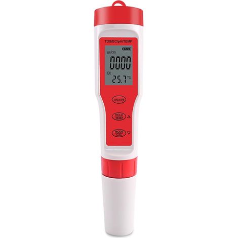 Tester portatile 4 in 1 per pH/TDS/EC/temperatura con compensazione della temperatura e spegnimento automatico per piscine, acqua potabile e acquari.