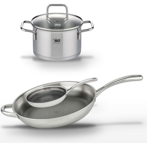 Lot Poêle 32 cm et 24 cm Elo Relief Evolution & Faitout 20 cm (1/5)