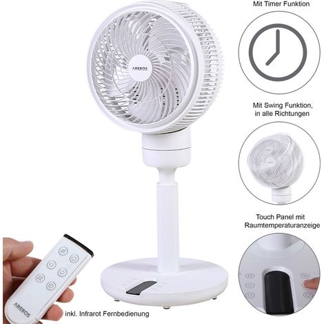 AREBOS 3D Bodenventilator Luftzirkulator Standventilator Lüfter Windmaschine 55 W
