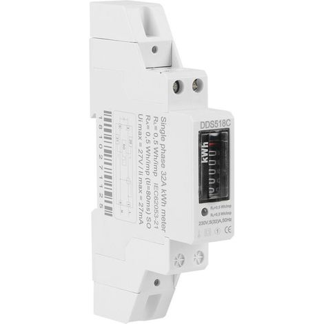 Compteur d'énergie monophasé de type rail 5-32 A 230 V 50 Hz DDS518C (1/5)